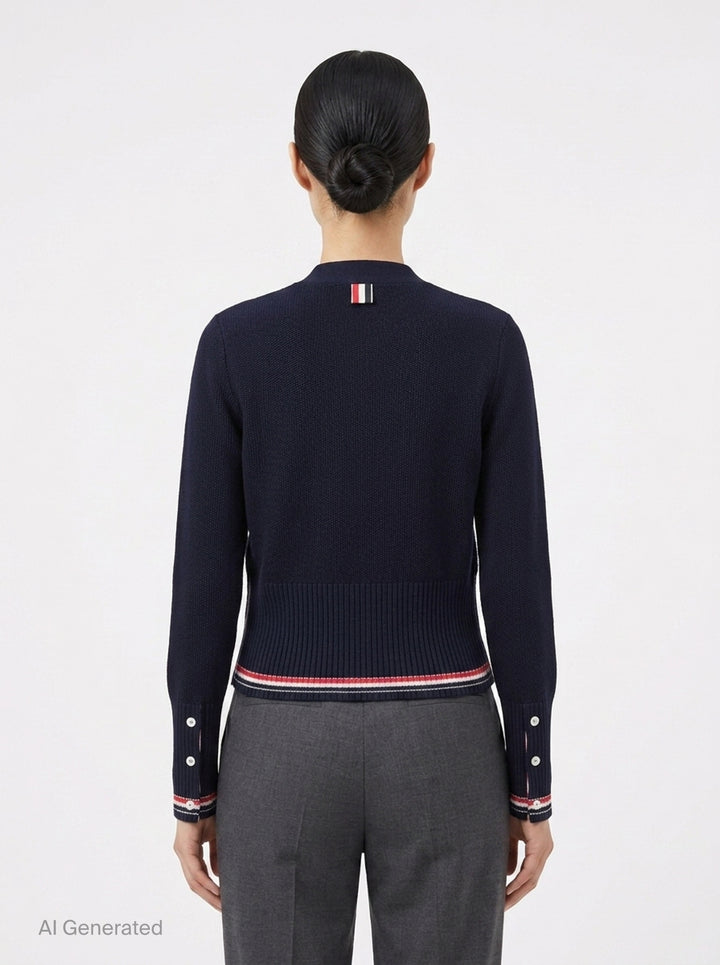 Textured Stitch V-Neck Cardigan | Thom Browne | Club21 - back