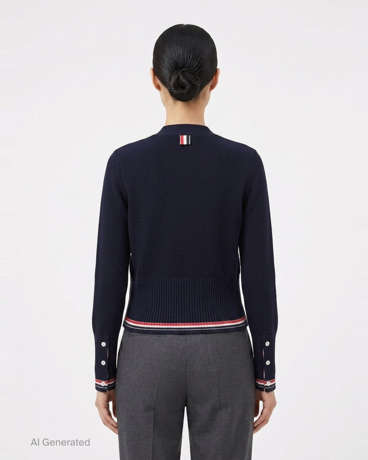 Textured Stitch V-Neck Cardigan | Thom Browne | Club21 - back