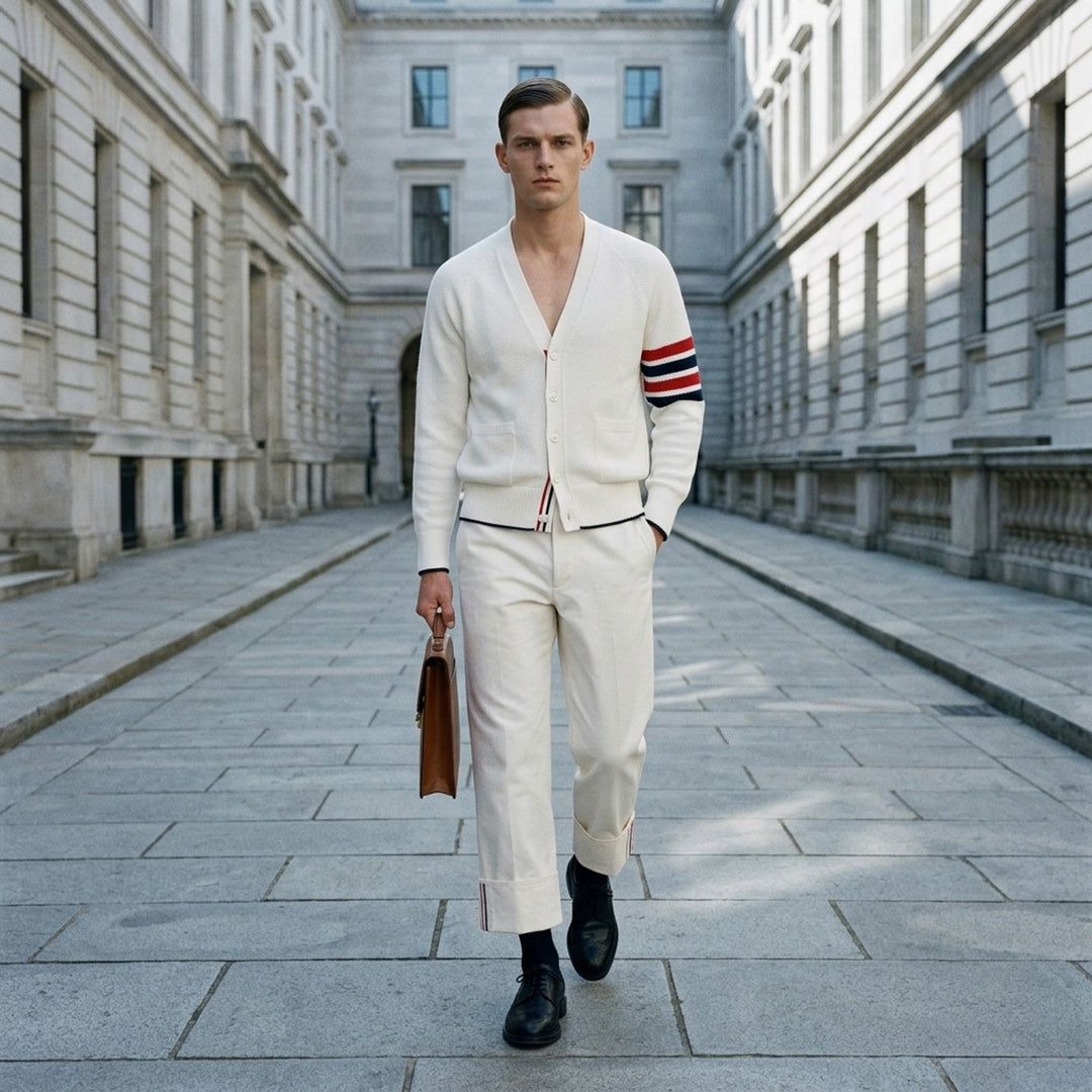 Tuck Stitch Relaxed Cardigan | Thom Browne | Club21 - lifestyle