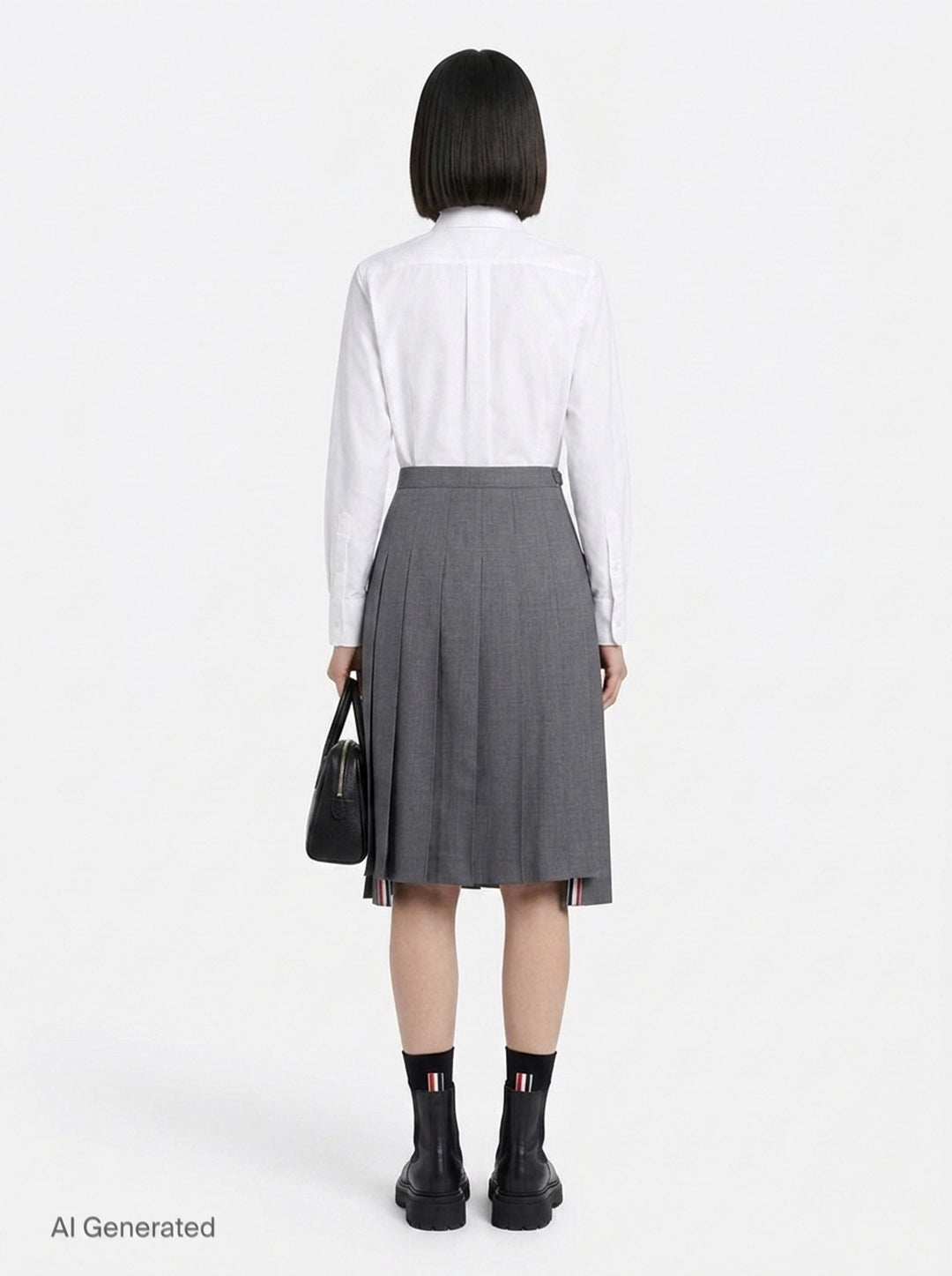 Twill Midi Pleated Skirt | Thom Browne | Club21 - back