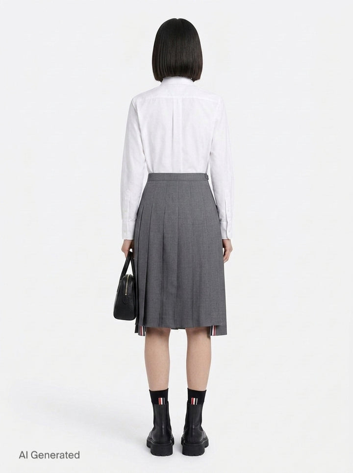 Twill Midi Pleated Skirt | Thom Browne | Club21 - back
