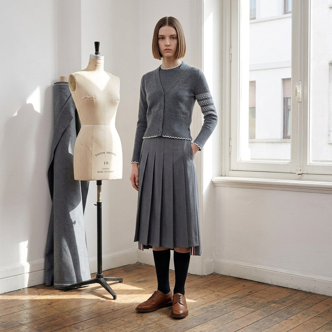 Twill Midi Pleated Skirt | Thom Browne | Club21 - lifestyle