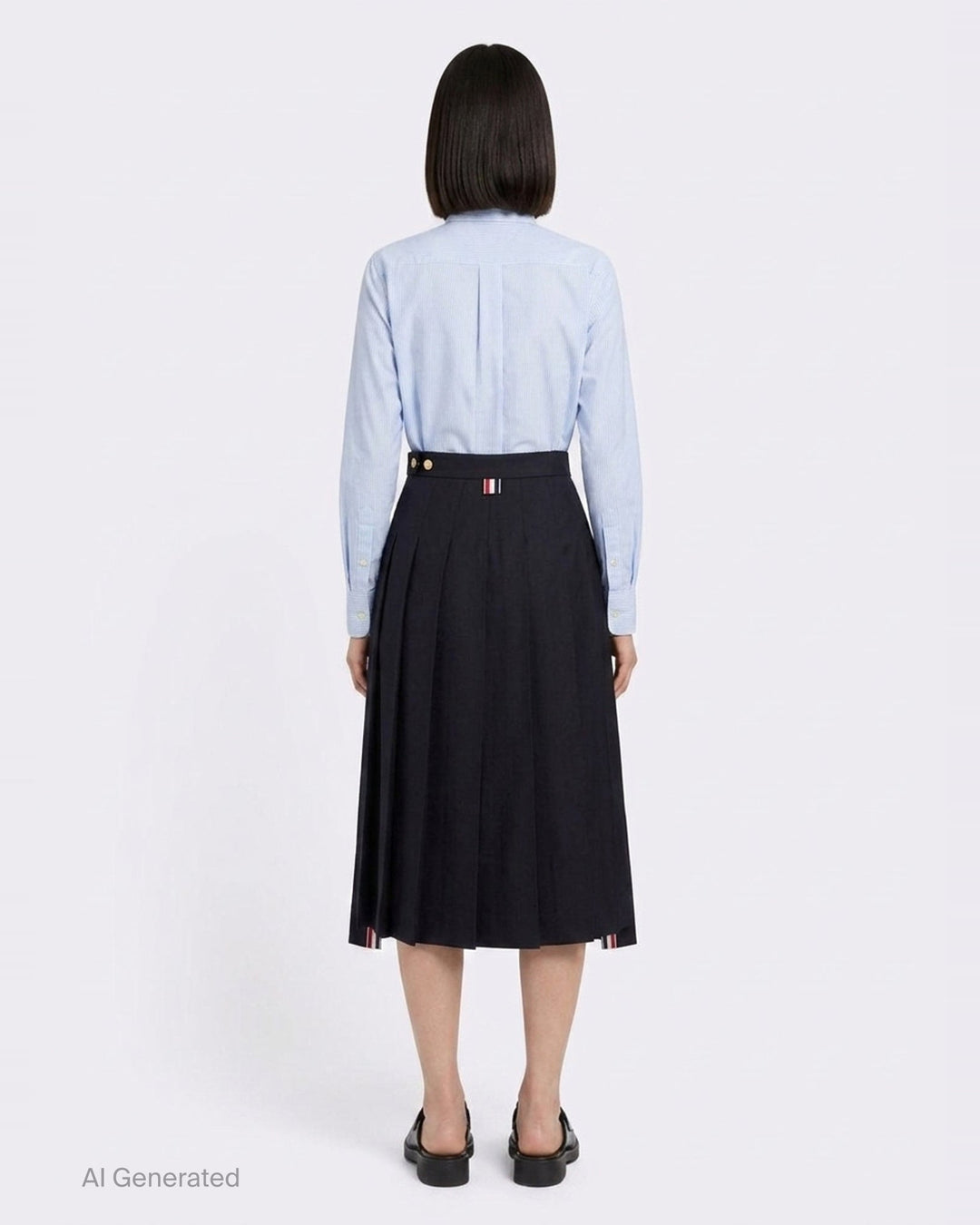 Twill Pleated Midi Skirt | Thom Browne | Club21 - back
