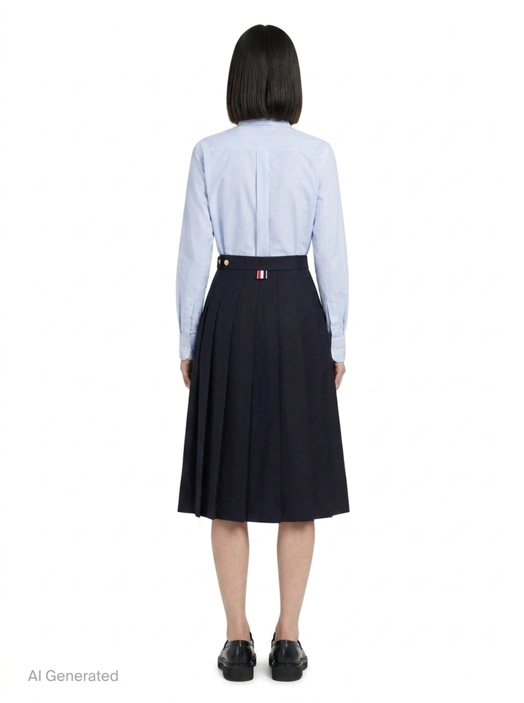 Twill Pleated Midi Skirt | Thom Browne | Club21 - back