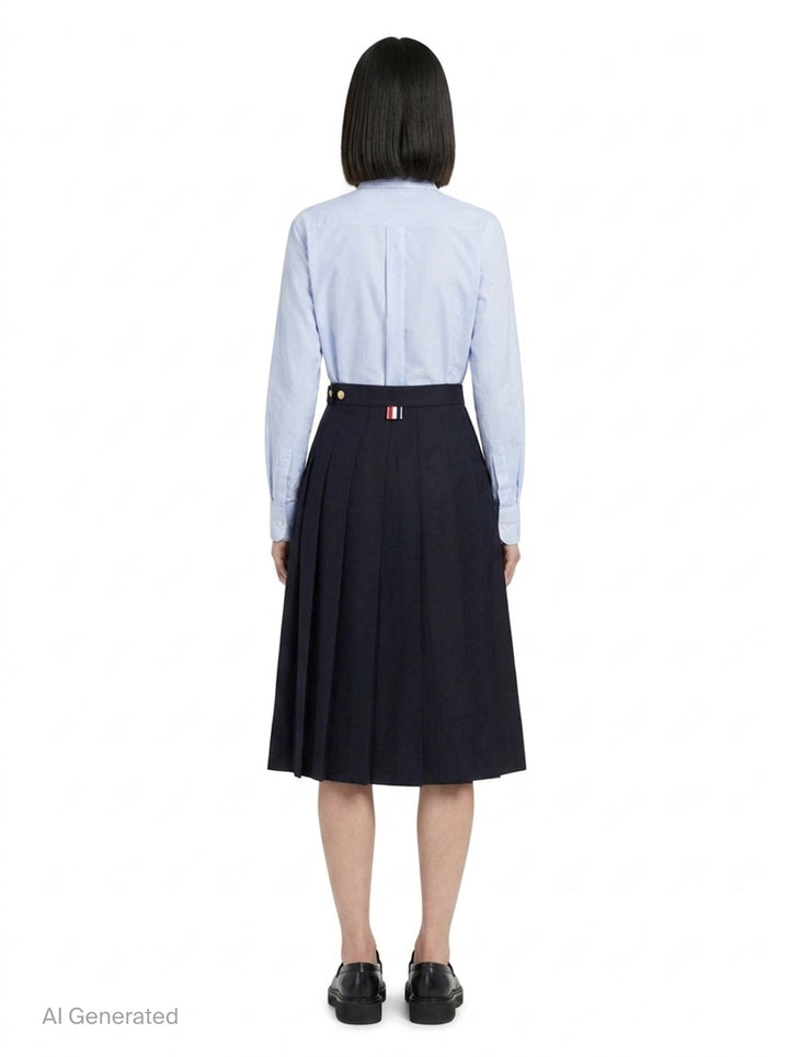 Twill Pleated Midi Skirt | Thom Browne | Club21 - back