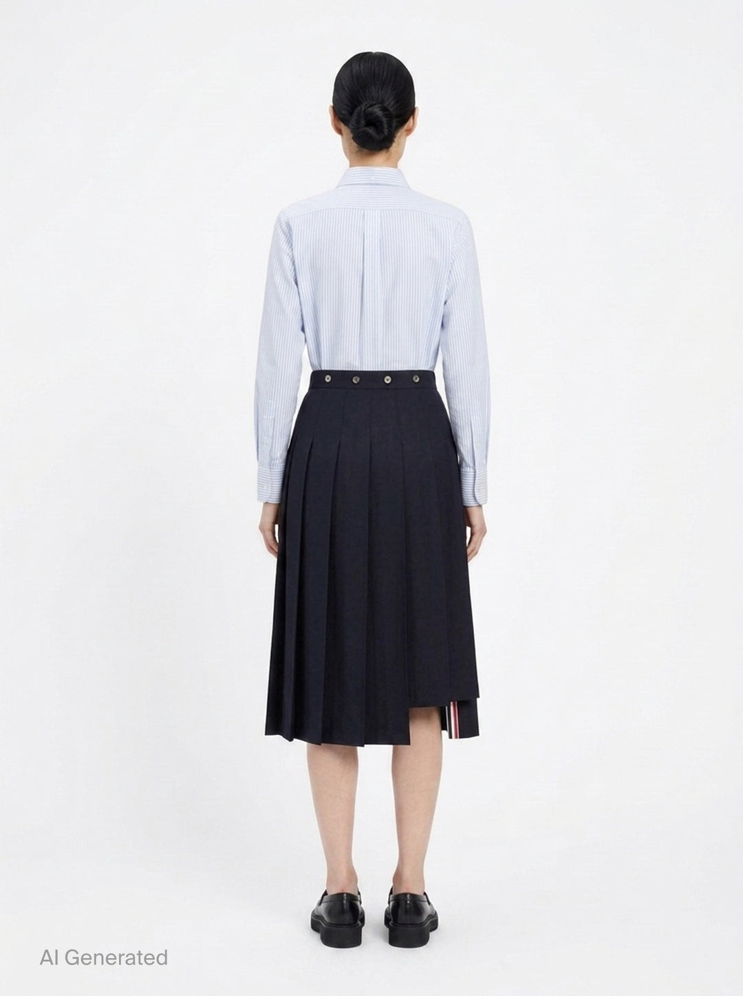 Twill Pleated Midi Skirt | Thom Browne | Club21 - back