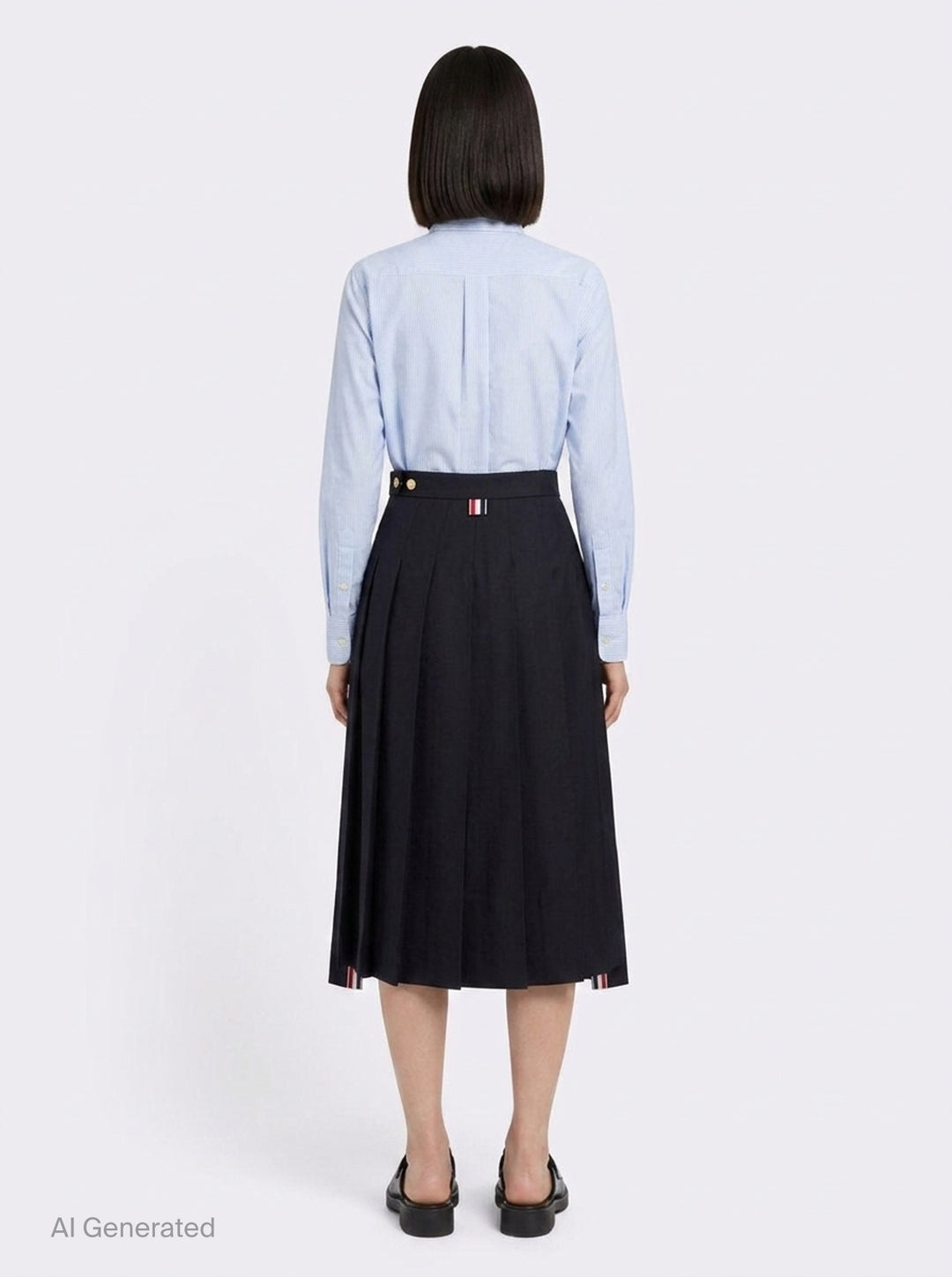 Twill Pleated Midi Skirt | Thom Browne | Club21 - back