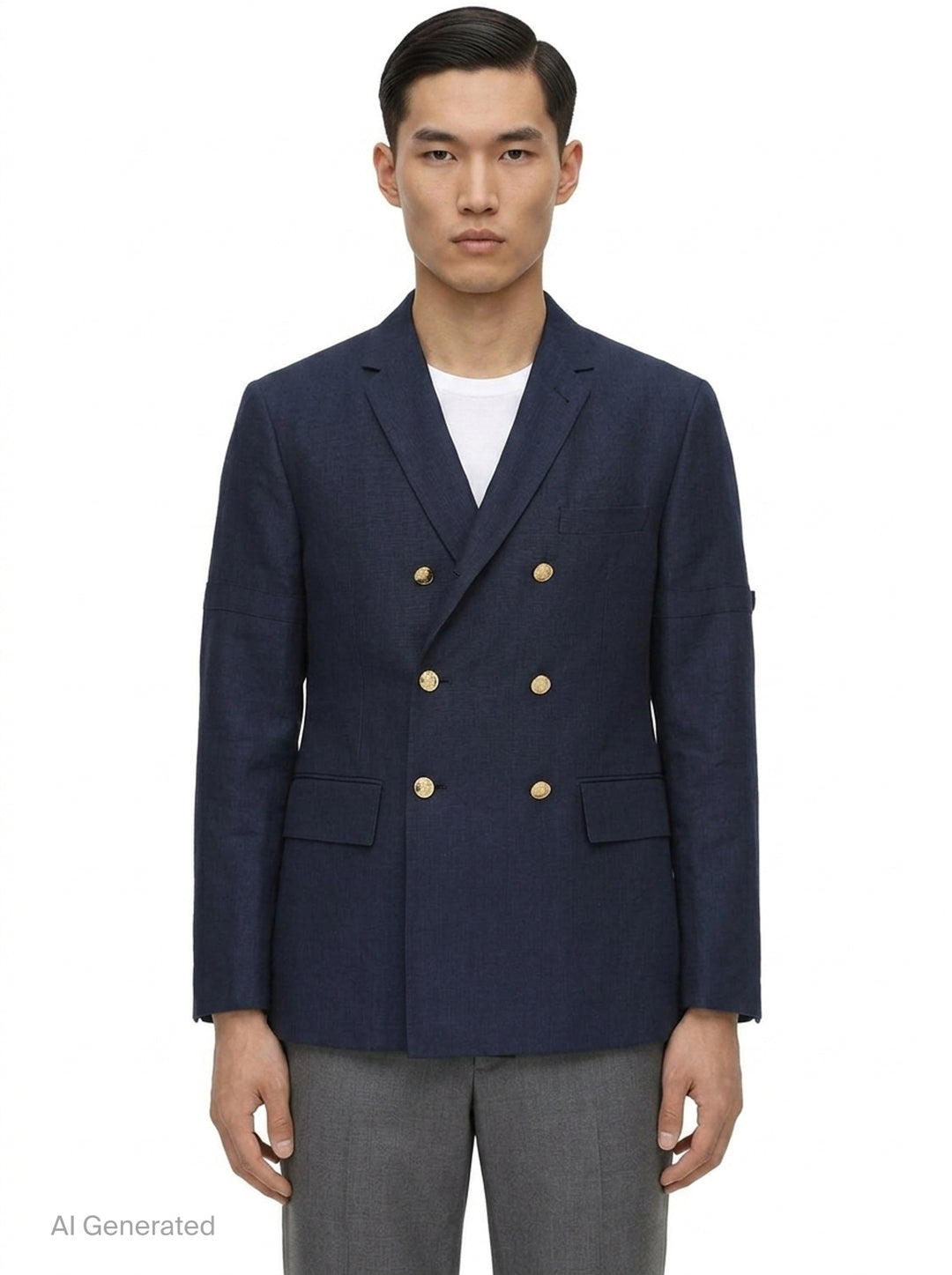 Unconstructed Wide Shoulder Double-Breasted Blazer | Thom Browne | Club21 - front