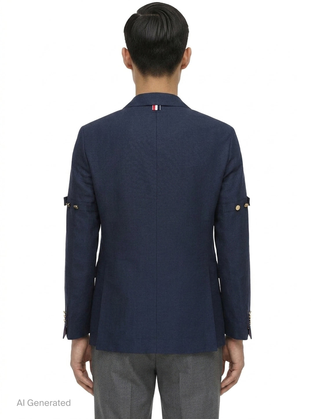 Unconstructed Wide Shoulder Double-Breasted Blazer | Thom Browne | Club21 - back