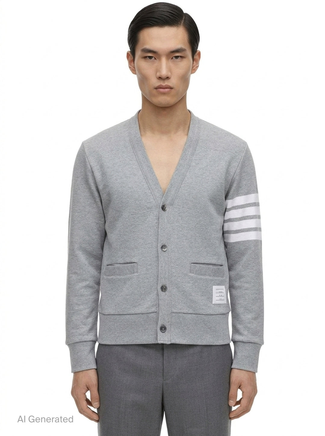 V-Neck 4-Bar Stripe Cardigan | Thom Browne | Club21 - front