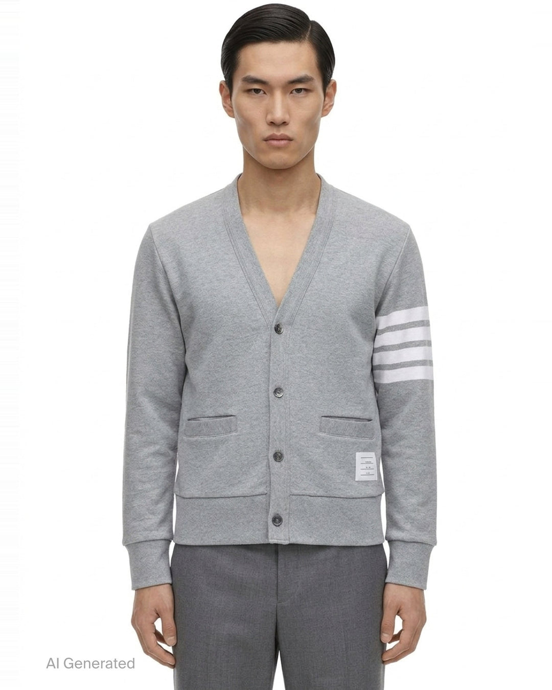 V-Neck 4-Bar Stripe Cardigan | Thom Browne | Club21 - front
