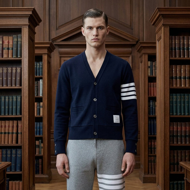 V-Neck 4-Bar Stripe Cardigan | Thom Browne | Club21 - lifestyle