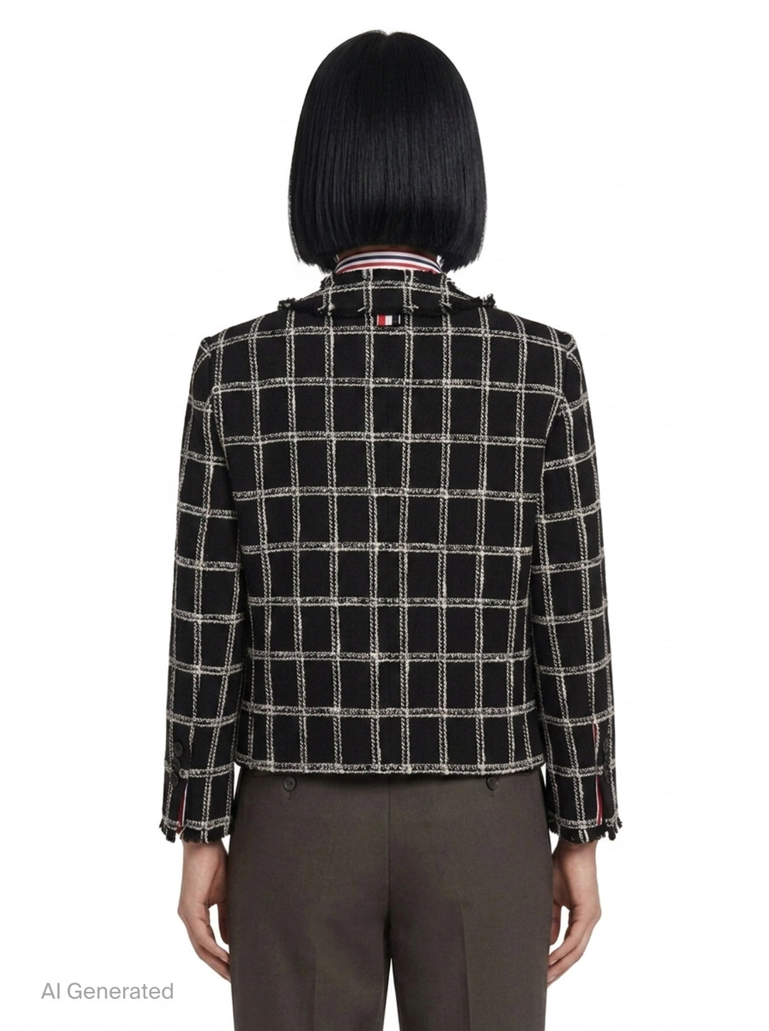 V-Neck Tweed Cardigan Jacket | Thom Browne | Club21 - back