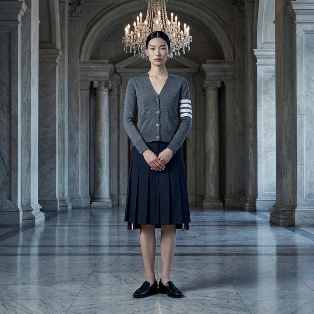 Wool 4-Bar V-Neck Cardigan | Thom Browne | Club21 - lifestyle