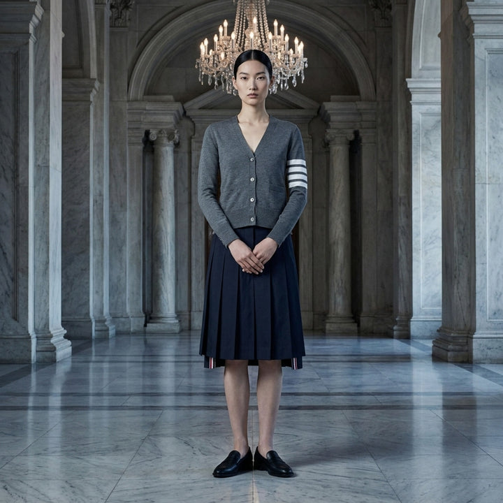 Wool 4-Bar V-Neck Cardigan | Thom Browne | Club21 - lifestyle