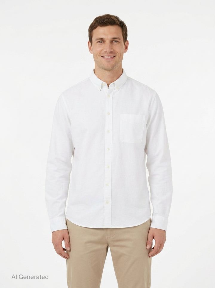 Long Sleeve Oxford Button Down Shirt | Vowels | Club21 - front