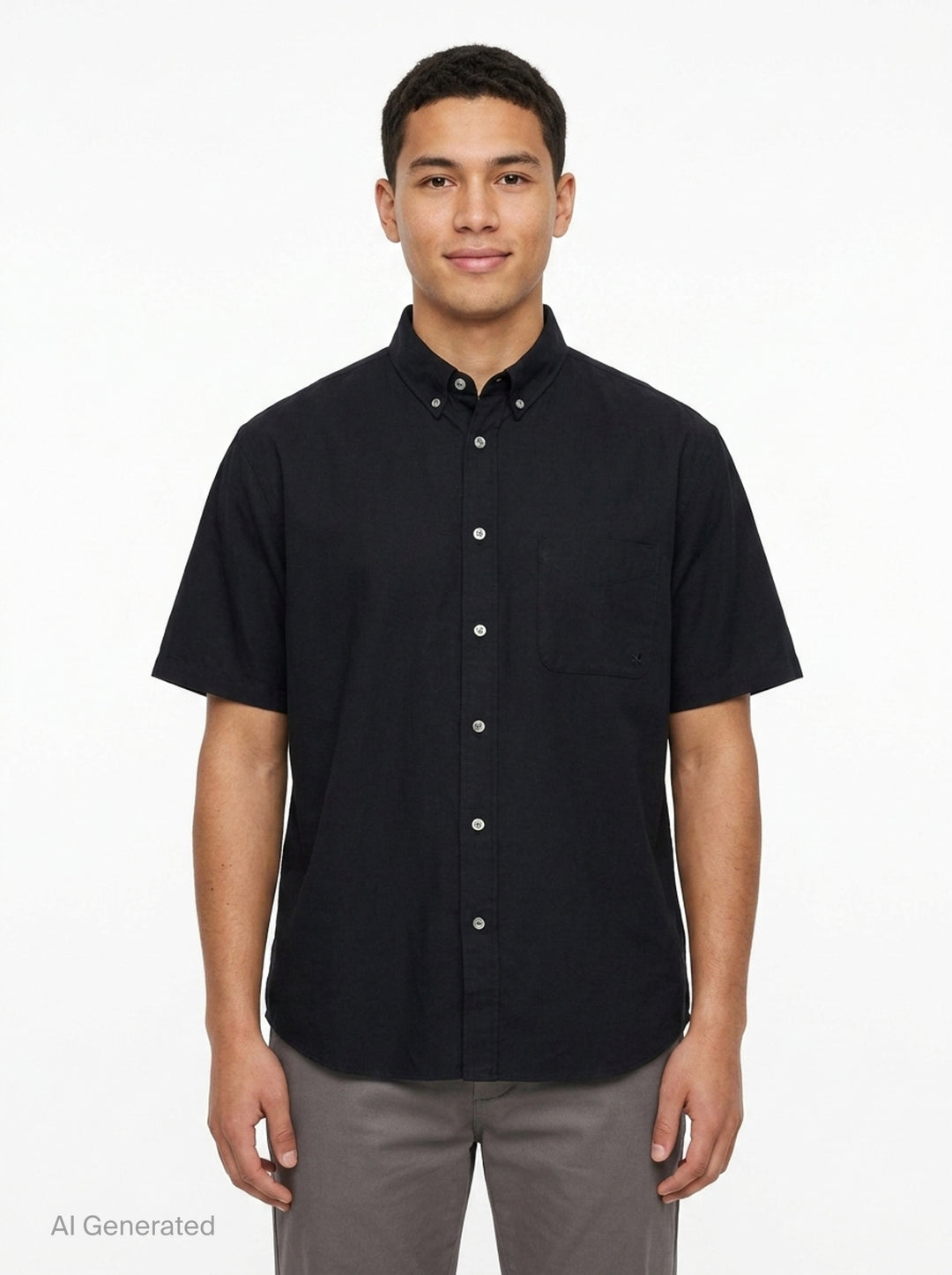 Short Sleeve Oxford Button Down Shirt | Vowels | Club21 - front