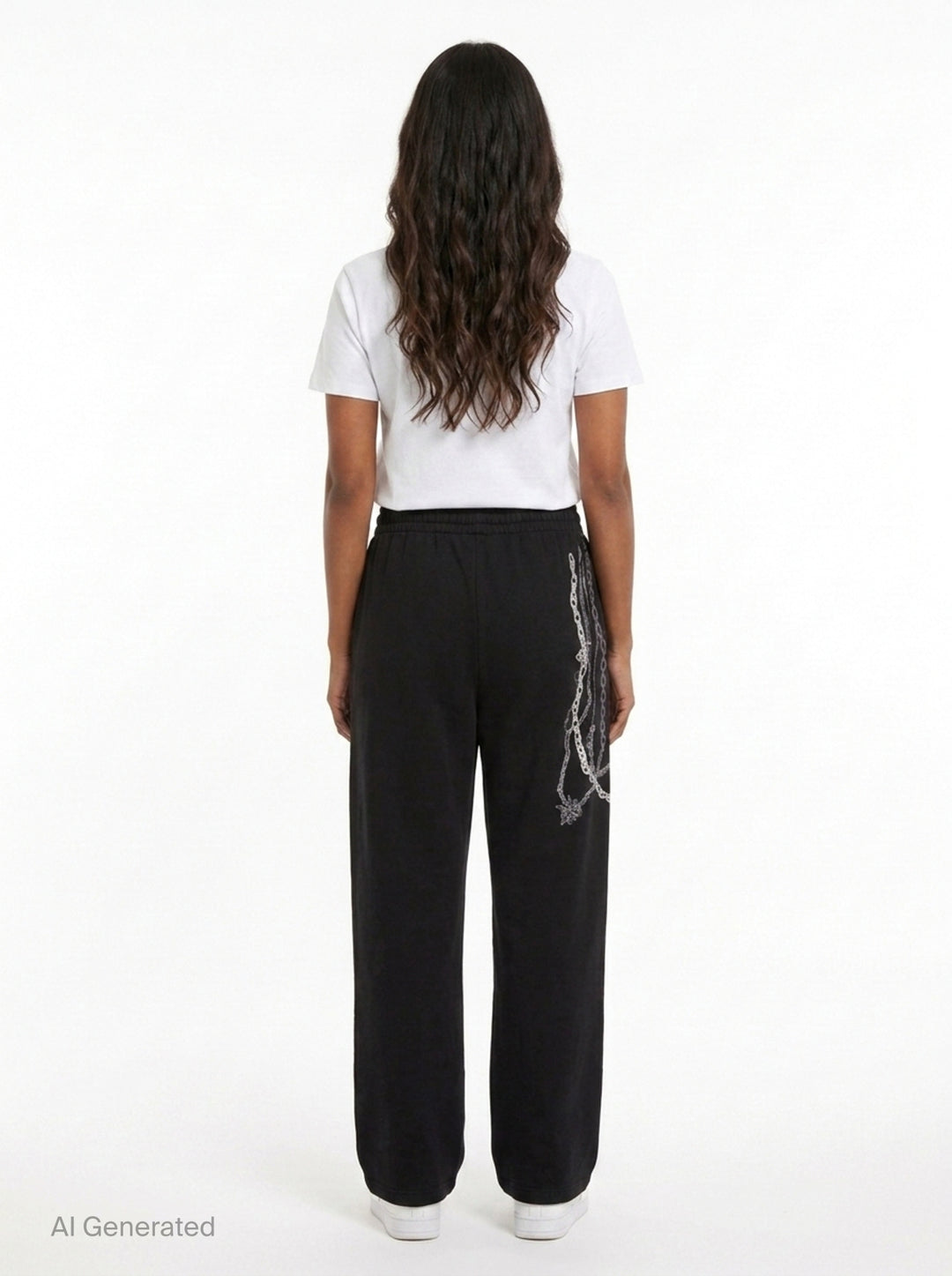 Black Chain Graphic Sweatpants | We11done | Club21 - back