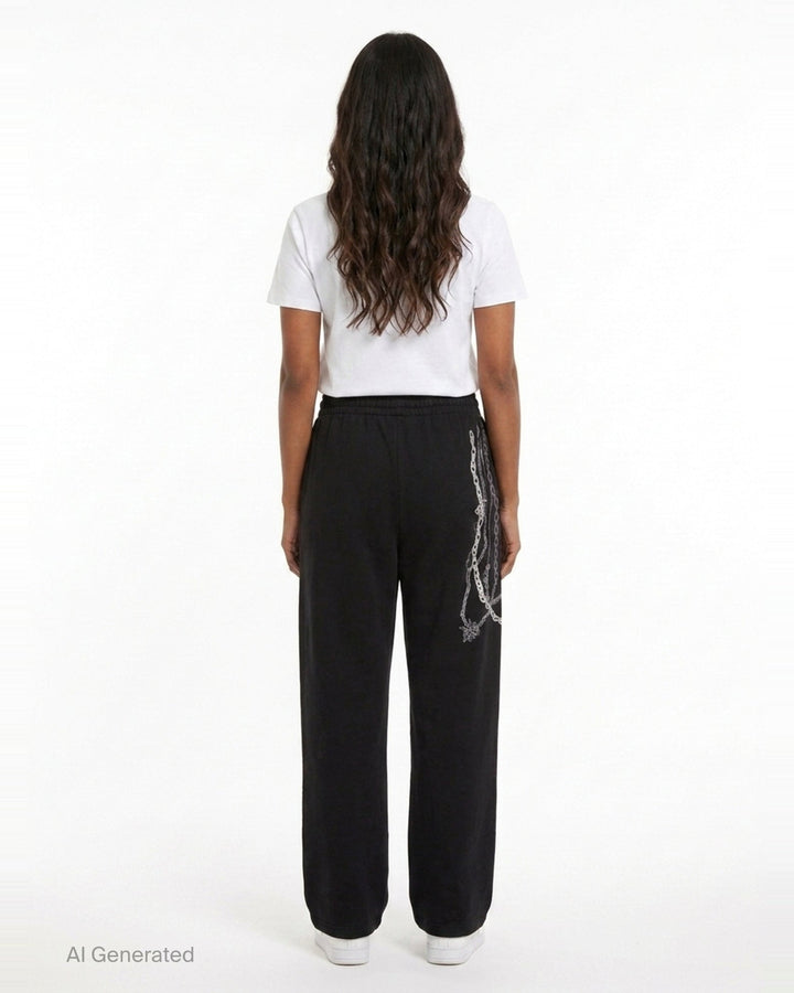 Black Chain Graphic Sweatpants | We11done | Club21 - back