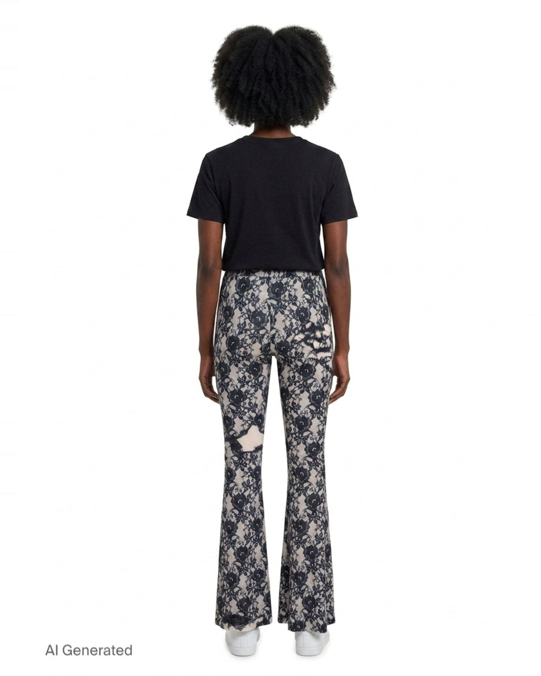 Black Lace Printed Flare Pants | We11done | Club21 - back