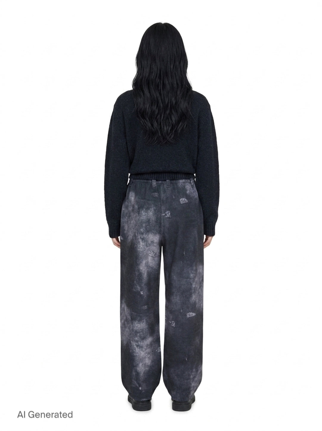 Black Trompe L'Oeil Denim Print Sweatpants | We11done | Club21 - back