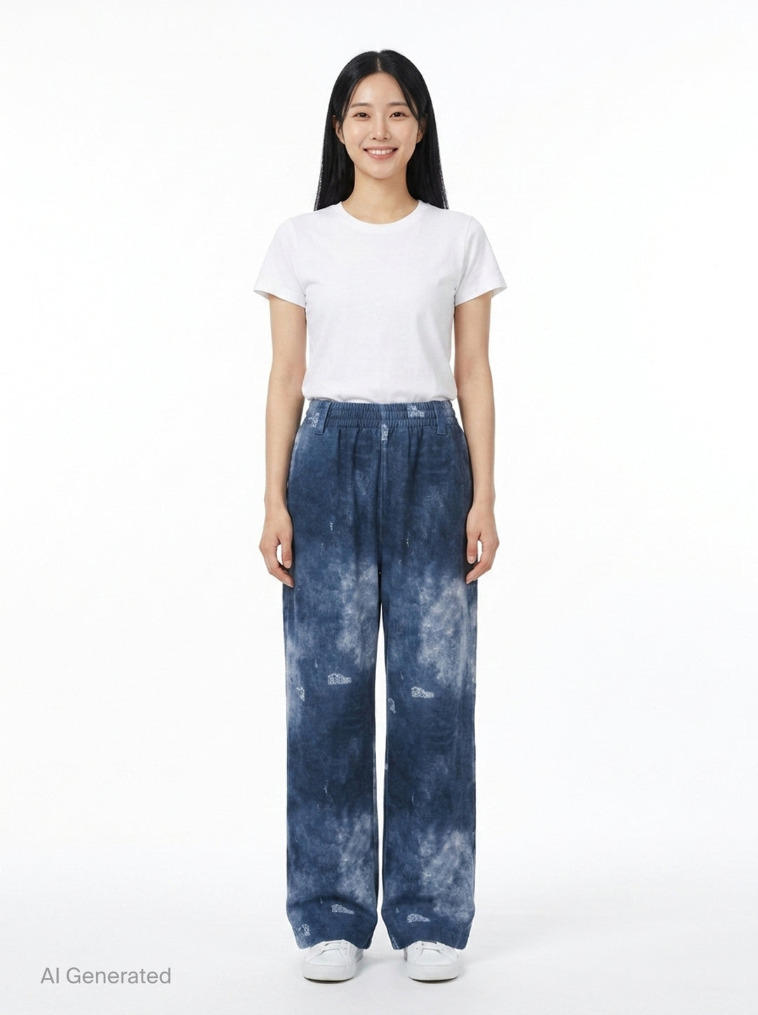 Blue Trompe L'Oeil Denim Print Sweatpants | We11done | Club21 - front