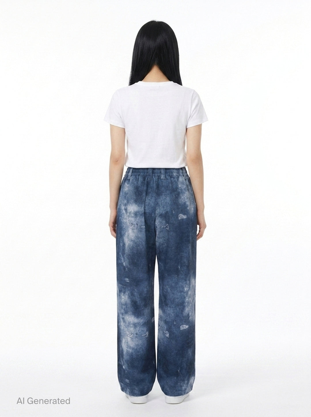 Blue Trompe L'Oeil Denim Print Sweatpants | We11done | Club21 - back