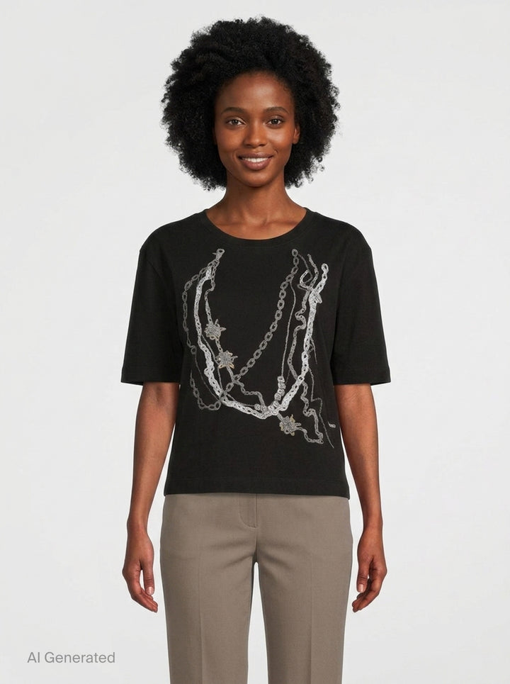 Chain Print T-Shirt | We11done | Club21 - front