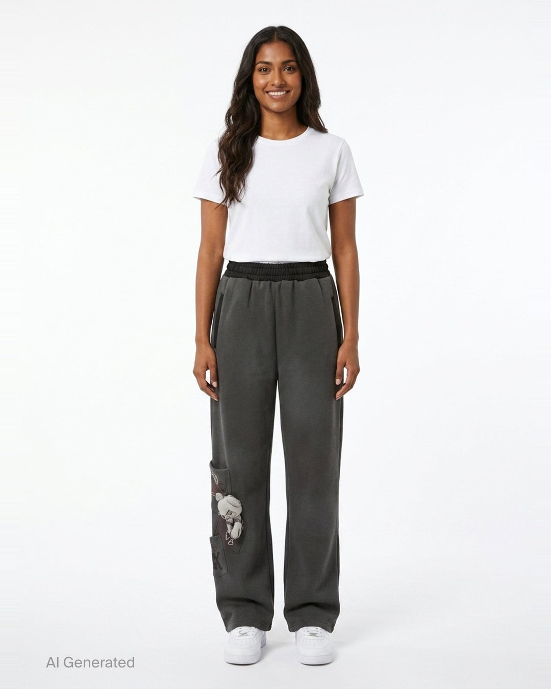 Charcoal Washed Doodle Teddy Sweatpants | We11done | Club21 - front