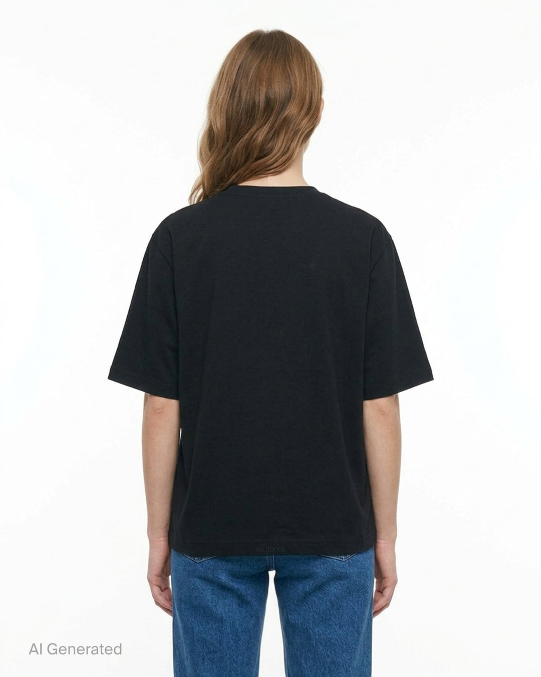 We11done black short sleeve oversized tee with multicolour Old English logo patch graphic across the chest - back