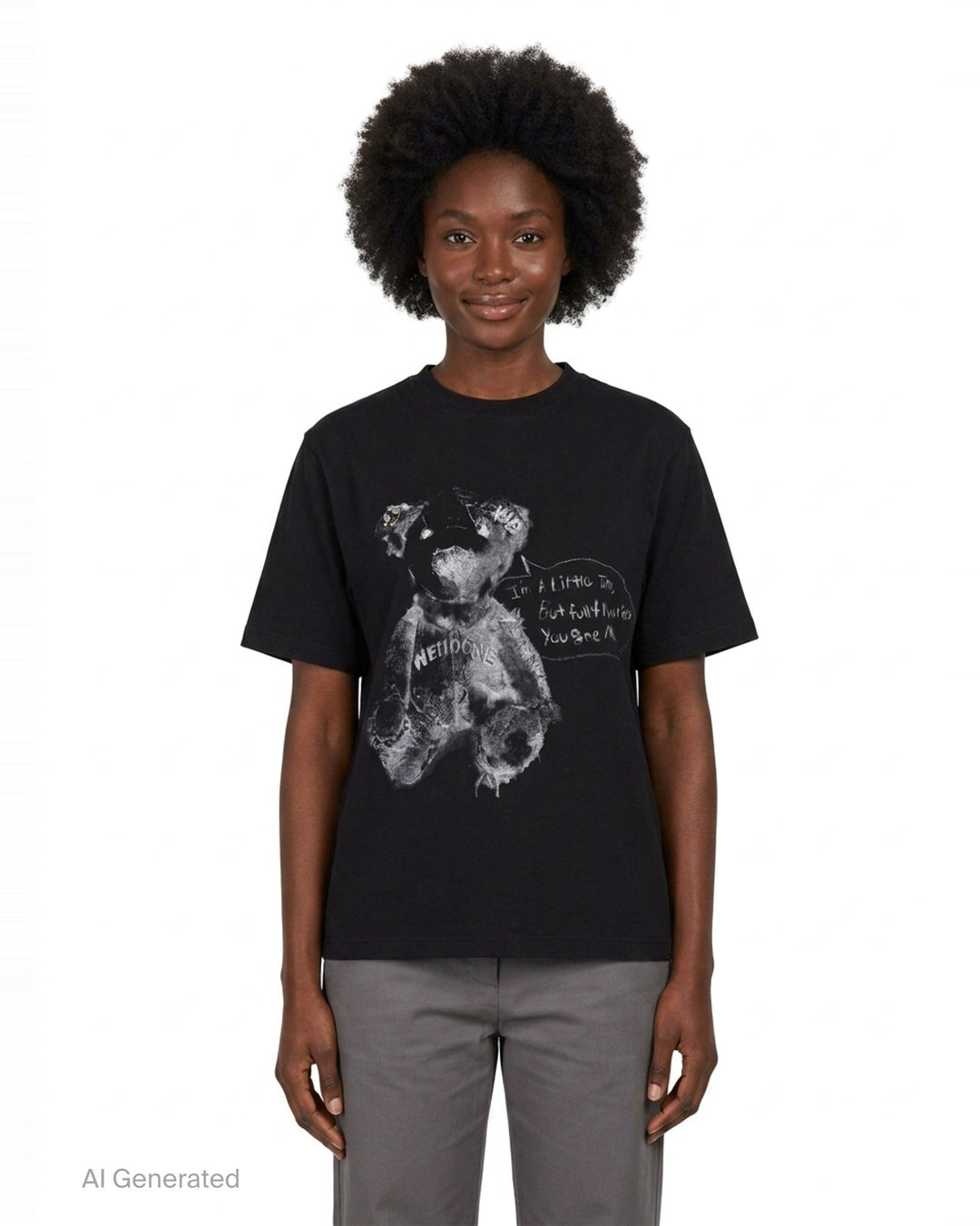 Drawing Teddy Black Tee | We11done | Club21 - front