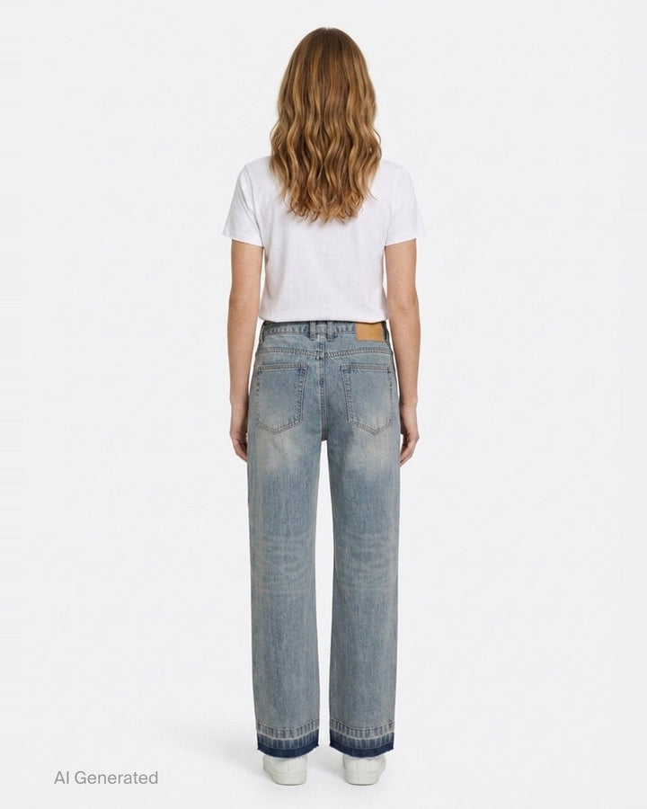 Faded Wash Hem Jeans | We11done | Club21 - back