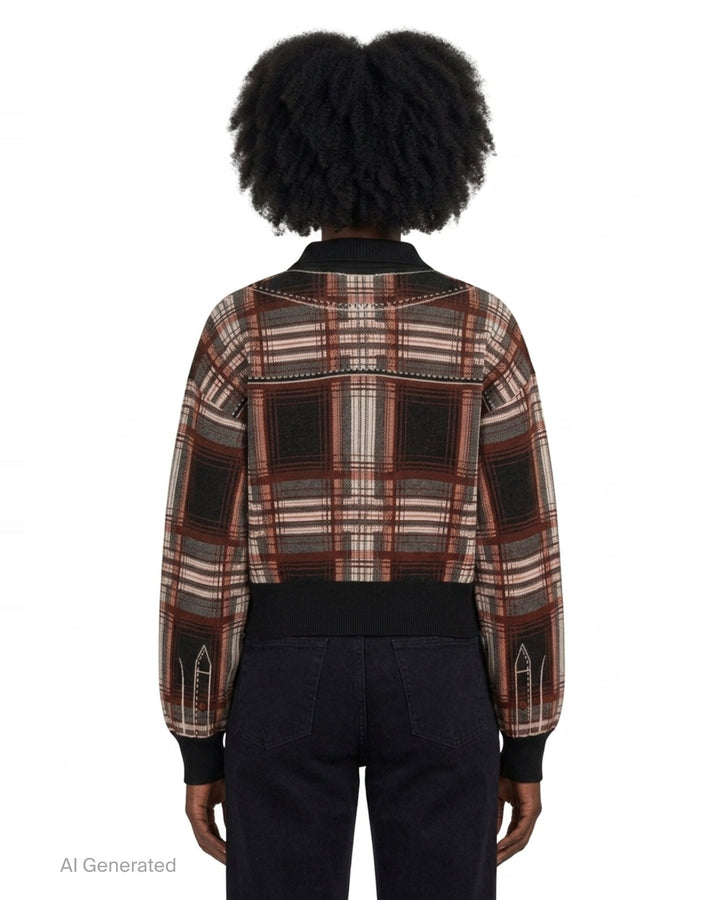 Plaid Knit Cardigan Jacket | We11done | Club21 - back