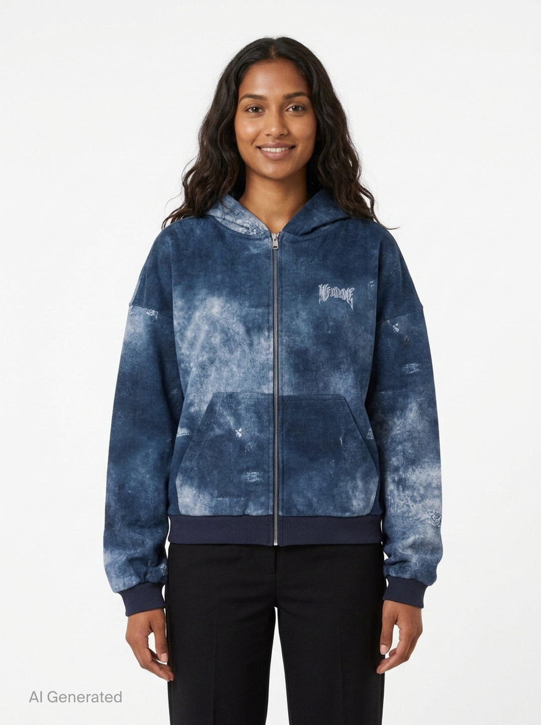 Trompe L'Oeil Denim Print Hoodie | We11done | Club21 - front