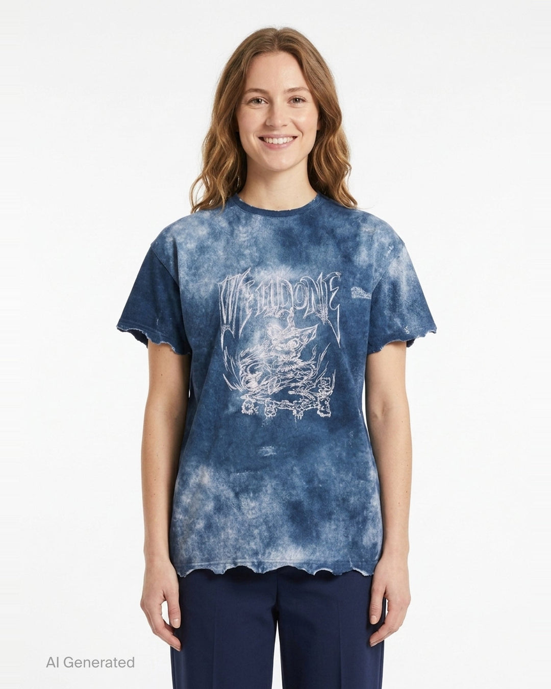 Trompe L'Oeil Denim Print Tee | We11done | Club21 - front