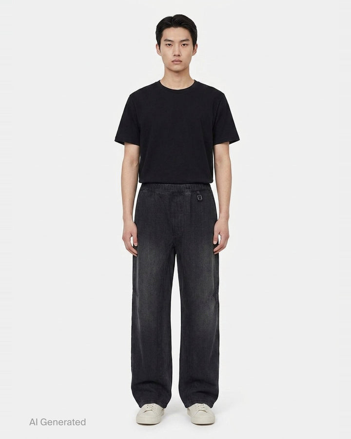 Denim Pants With Elastic Waist | Wooyoungmi | Club21 - front