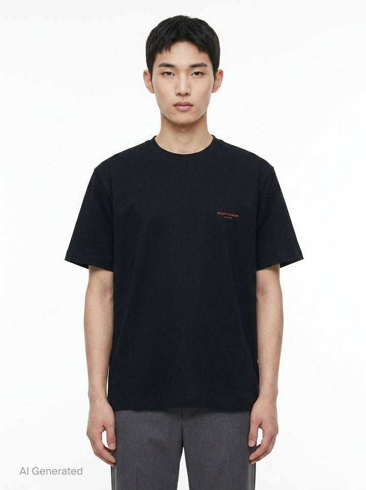 Fuzzy Embroidery Logo Tee | Wooyoungmi | Club21 - front