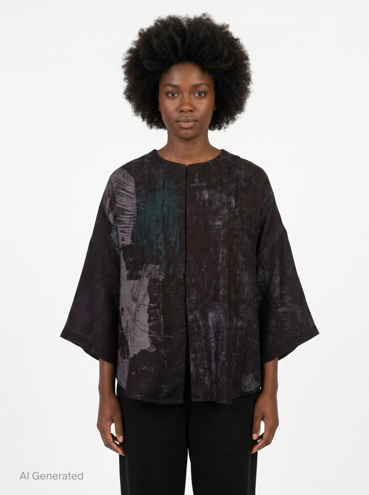 Abstract Print Half Sleeve Blouse | Y's | Club21 - front