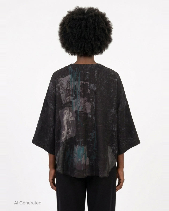 Abstract Print Half Sleeve Blouse | Y's | Club21 - back