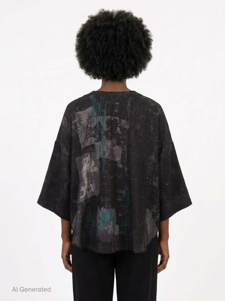 Abstract Print Half Sleeve Blouse | Y's | Club21 - back