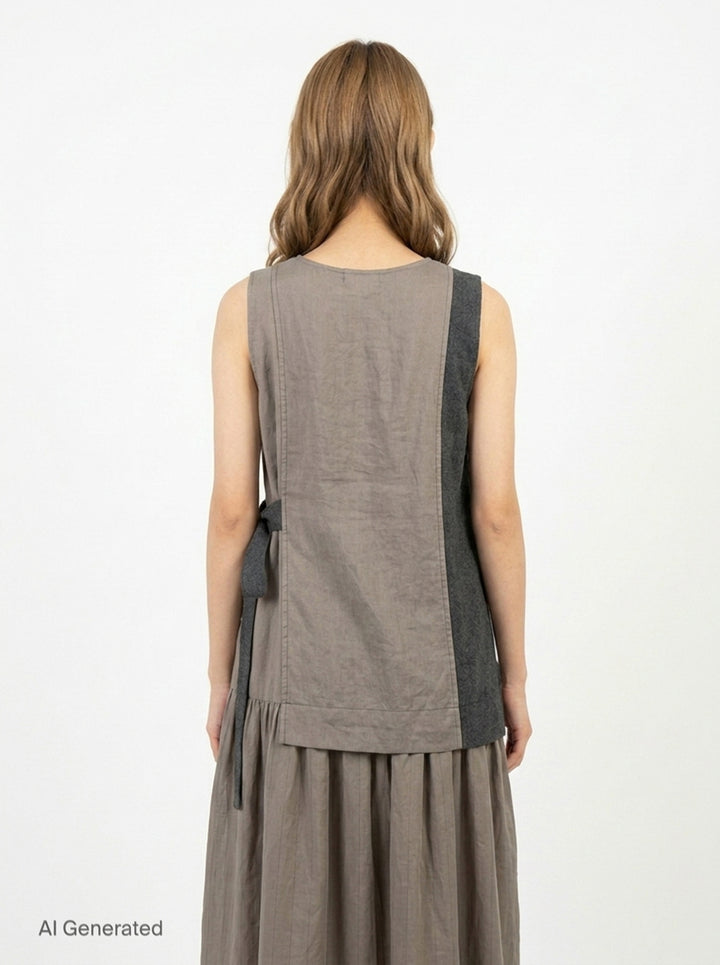 Combination Sleeveless Midi Dress | Y's | Club21 - back