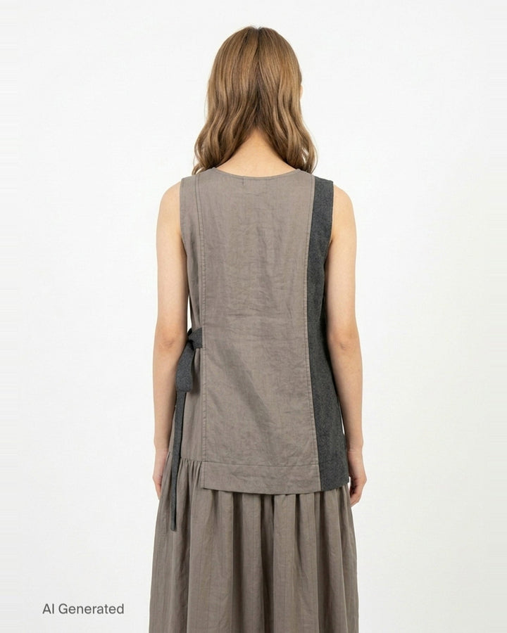 Combination Sleeveless Midi Dress | Y's | Club21 - back
