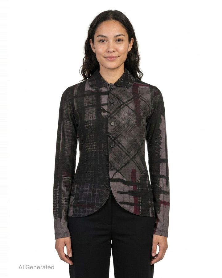 Round Collar Printed Cardigan | Y's | Club21 - front