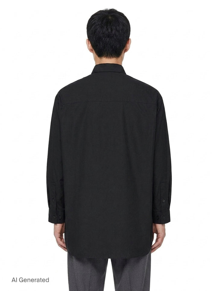 3 Flap Asymmetry Long Sleeve Shirt | Yohji Yamamoto | Club21 - back