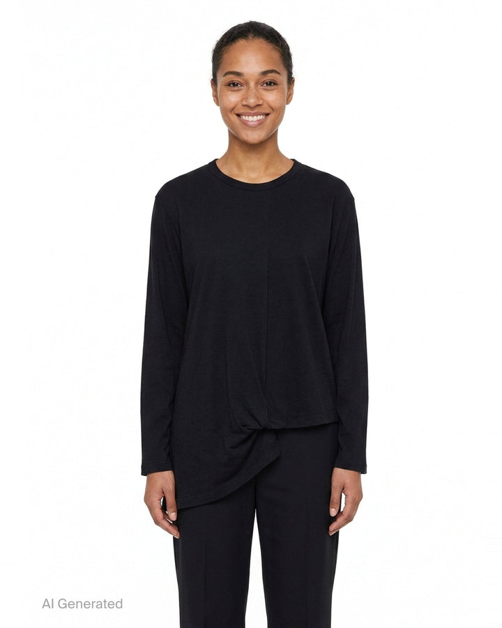 Asymmetric Hem Long Sleeve Tee | Yohji Yamamoto | Club21 - front