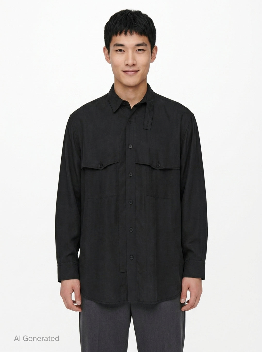 Chest Detail Long Sleeve Shirt | Yohji Yamamoto | Club21 - front