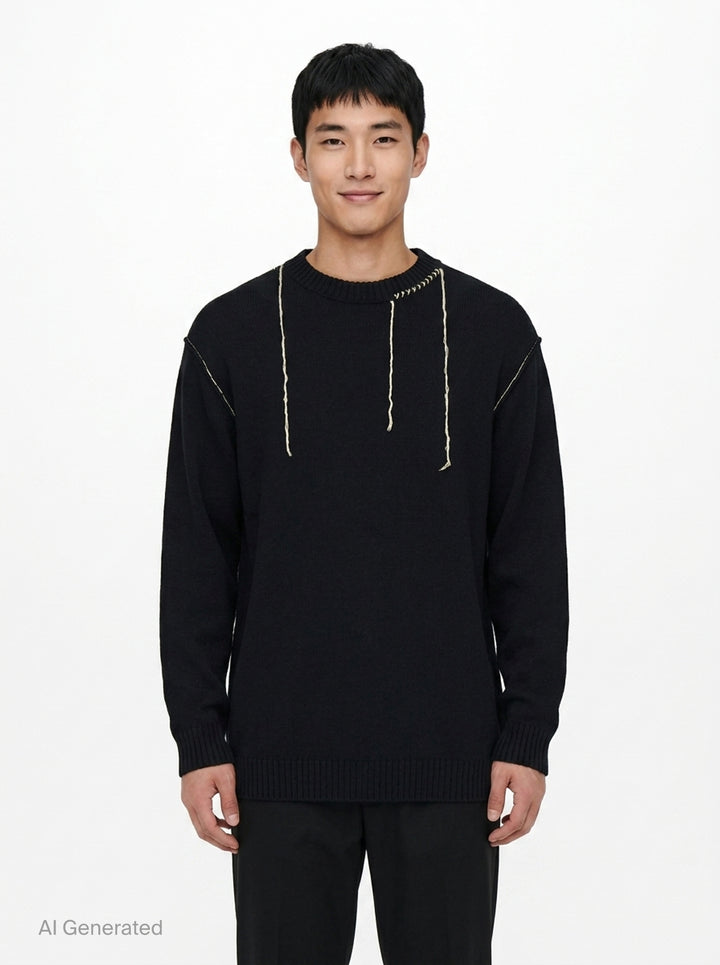 Embroidery Round Neck Sweater | Yohji Yamamoto | Club21 - front