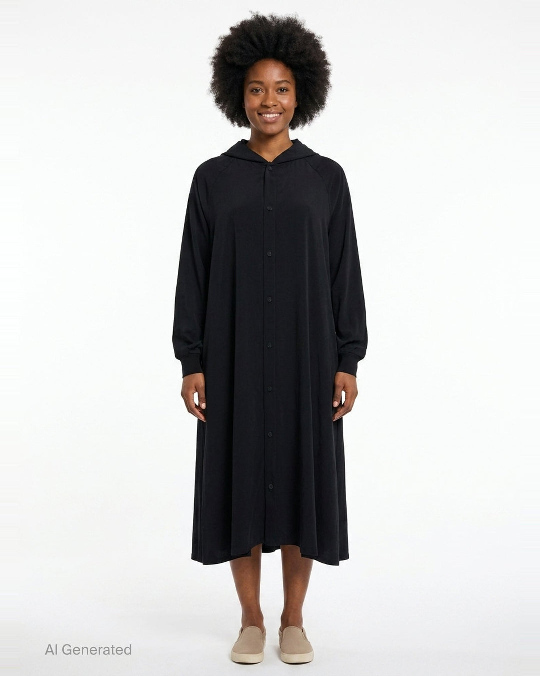 Hooded Raglan Sleeve Dress | Yohji Yamamoto | Club21 - front