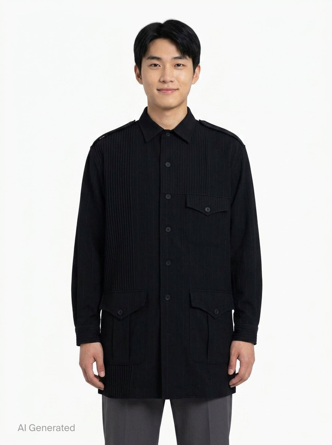 Open Collar Long Sleeve Blouse | Yohji Yamamoto | Club21 - front