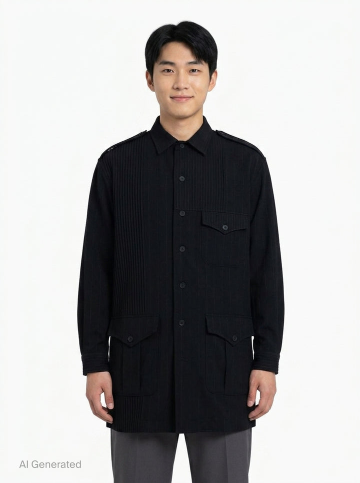 Open Collar Long Sleeve Blouse | Yohji Yamamoto | Club21 - front